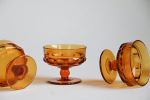 5 Colony Thumbprint Amber Glass Champagne/ Coupe Glasses