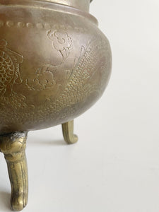 Brass Footed Planter with Dragon Motif
