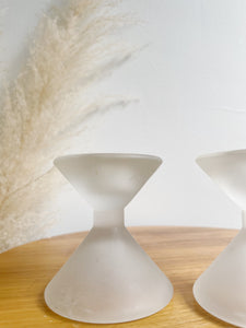 Frosted Glass Post Modern Candlestick Holders