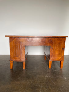 Antique Fruit Wood Twin Pedestal Partner Desk
