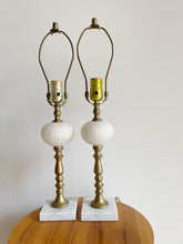Load image into Gallery viewer, Pair of Brass &amp; Marble Table Lamps
