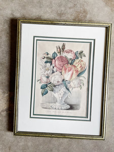 Framed Currier and Ives Still Life Lithograph Titled "The Vase of Flowers"