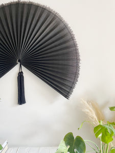 Large Black Bamboo Wall Fan
