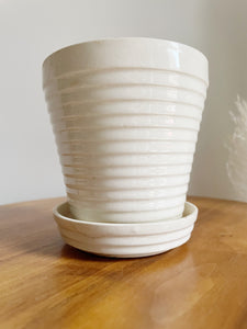 Small Ribbed White Planter