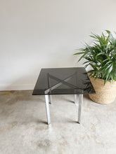 Load image into Gallery viewer, Mid Century Modern Chrome  and Smoked Glass Side Table
