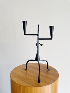 Wrought Iron Candelabra with Candle Snuffer