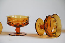 Load image into Gallery viewer, 5 Colony Thumbprint Amber Glass Champagne/ Coupe Glasses
