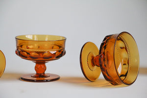 5 Colony Thumbprint Amber Glass Champagne/ Coupe Glasses