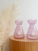 Load image into Gallery viewer, Pair of Pink Iridescent Vases
