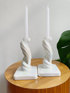 Iridescent Ceramic  Swirl Candle Sticks