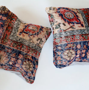 Pair of Hand-Knotted Wool Rug Pillows