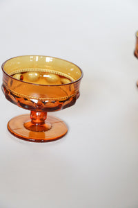 5 Colony Thumbprint Amber Glass Champagne/ Coupe Glasses