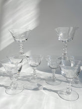 Load image into Gallery viewer, Vintage 1980s Fostoria Crystal Etched &quot;Rose&quot; Pattern Coupe //Champagne Glasses Set of 8

