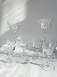 Vintage 1980s Fostoria Crystal Etched "Rose" Pattern Coupe //Champagne Glasses Set of 8
