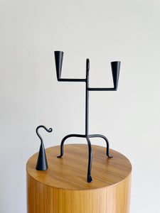 Wrought Iron Candelabra with Candle Snuffer