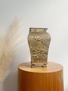Square Brass  Footed Vase