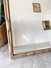 Load image into Gallery viewer, Pair of Faux Bamboo Carved Walnut Beveled Wall Mirrors
