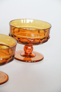 5 Colony Thumbprint Amber Glass Champagne/ Coupe Glasses