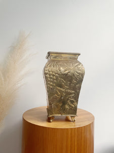 Square Brass  Footed Vase