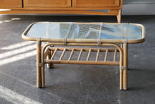 Load image into Gallery viewer, Mid Century Modern Rattan Glass Top Coffee Table/ Long Side Table

