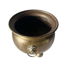 Load image into Gallery viewer, Hammered Brass Lion Head Footed Planter
