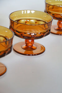 5 Colony Thumbprint Amber Glass Champagne/ Coupe Glasses