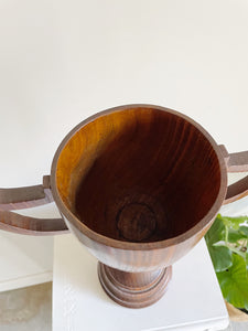 Turned Wood Lidded Urn/ Vase / Planter