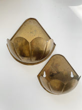 Load image into Gallery viewer, Pair of Scalloped Brass Wall Planters

