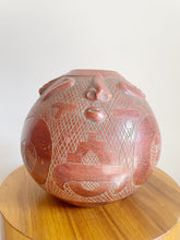 Load image into Gallery viewer, Vintage Marajoara Terra Cotta Amazon Brazil Red Clay Face Pottery Pot Vase 
