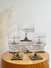 Load image into Gallery viewer, Vintage Linear Smoke Crystal Coupe Glasses- Set of Eight- ROSENTHAL
