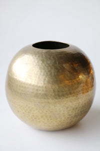 Vintage Hammered 11” Brass Bowl Vase