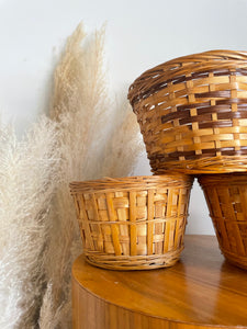 Set of Three Woven Planter Baskets