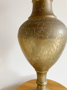 Large Etched Brass Vase