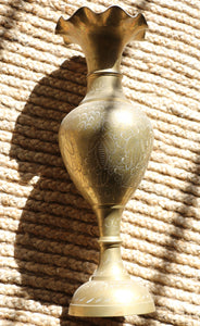 Large Etched Brass Vase