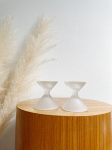 Frosted Glass Post Modern Candlestick Holders