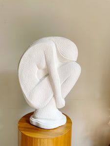 Mid Century Vintage Abstract Female Nude Study in White Plaster Unsigned.