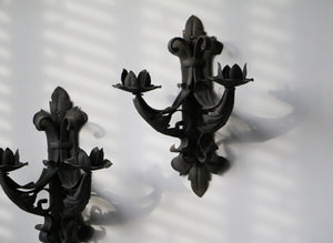 Pair of Antique Cast-Iron Wall Sconces