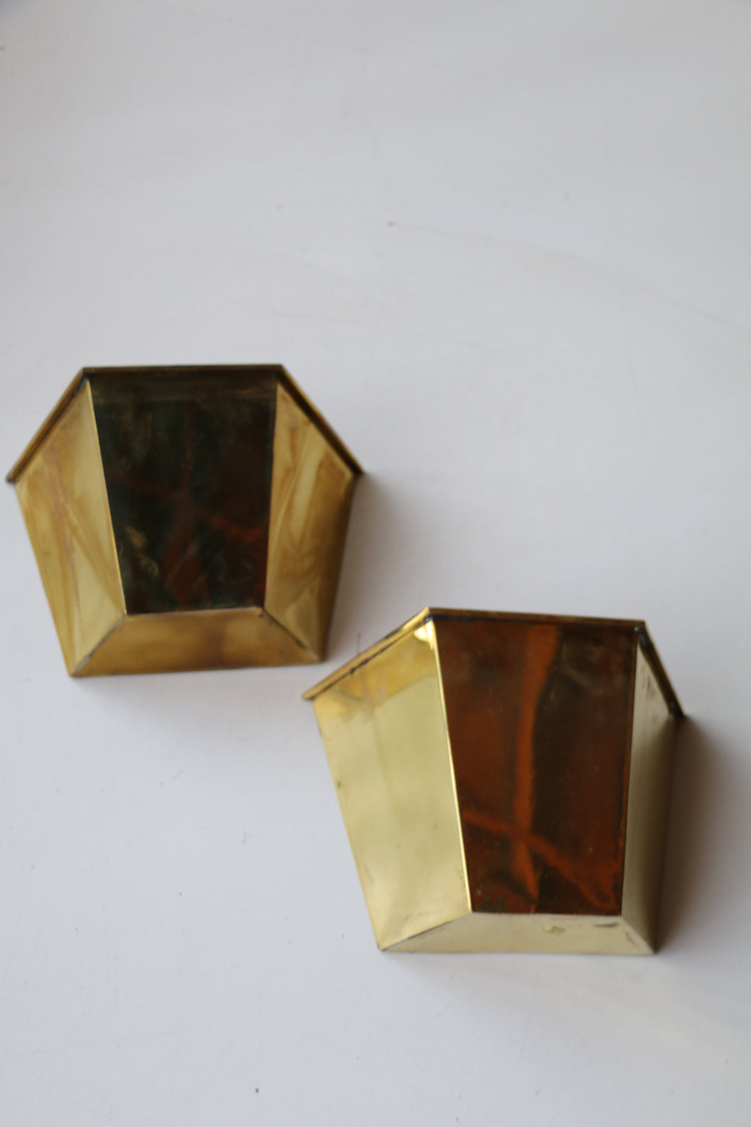 Pair of Brass Wall Planters