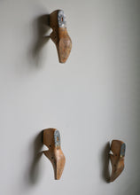 Load image into Gallery viewer, Rustic Wood Shoe Forms / Unique Candlestick Holders Circa  1948
