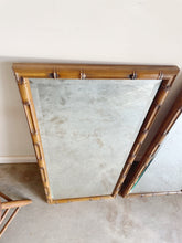 Load image into Gallery viewer, Pair of Faux Bamboo Carved Walnut Beveled Wall Mirrors
