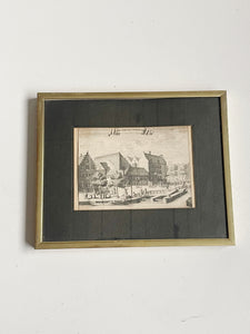 Framed Etching of Amsterdam circa 1693