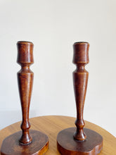 Load image into Gallery viewer, Wooded Carved Candlestick Holders
