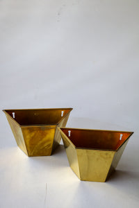 Pair of Brass Wall Planters