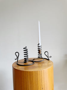 Pair of Vintage Courting Wrought Iron Spiral Adjustable Candle Holders