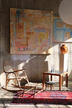 Load image into Gallery viewer, Vintage Snowshoe Oak &amp; Rawhide Rocking Chair and Ottoman  by Vermont Tubbs, circa 1960s
