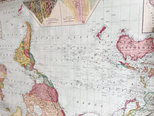 Load image into Gallery viewer, Rand McNally &amp; Co. School Roll Down Map of the World 1893
