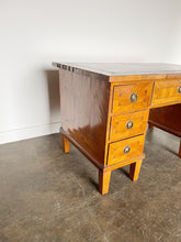Load image into Gallery viewer, Antique Fruit Wood Twin Pedestal Partner Desk
