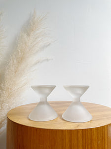 Frosted Glass Post Modern Candlestick Holders