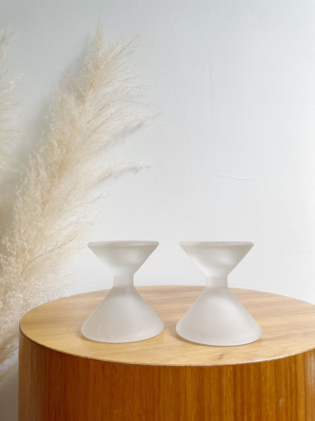 Frosted Glass Post Modern Candlestick Holders