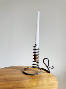 Pair of Vintage Courting Wrought Iron Spiral Adjustable Candle Holders